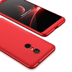 Tarkan Double Dip Matte Full Body Armour Shock Proof Impact Resistant Slim Hard Back Case Cover for Redmi 5 (Red, 360 Full Protection)