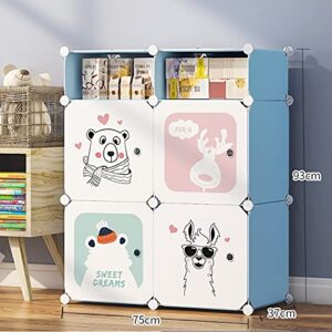 Tarkan Kids Wardrobe Closet, DIY Modular Storage Organizer with Doors, Sturdy & Safe (Blue)