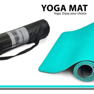 Tarkan Non Slip Yoga Mat, 8mm Extra Thick Eco Friendly TPE Exercise Mats with Carrying Bag (Black & Green, Unisex)