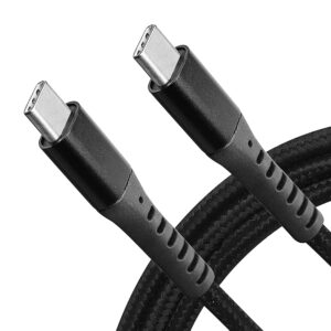 Tarkan Type C to C 100W PD 5A Braided Data & Fast Charging Cable For iPad, MacBook, Other USB C Devices (6.6ft, Black)